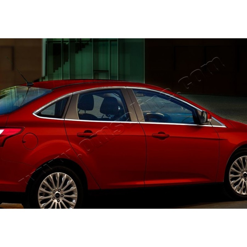 Повна окантовка вікон Sedan (12 шт, нерж) для Ford Focus III 2011-2017 рр