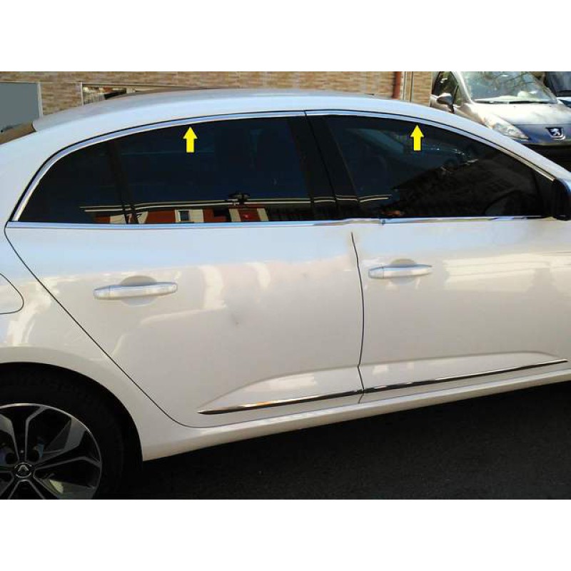 Верхня окантовка вікон (Sedan, 6 шт, нерж) OmsaLine - Італійська нержавійка для Renault Megane IV 2016-2025 рр