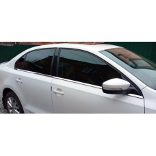 Нижні молдинги вікон (6 шт, нерж.) OmsaLine - Чорний хром для Volkswagen Jetta 2011-2018 рр