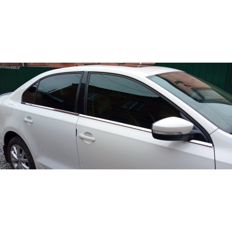 Нижні молдинги вікон (6 шт, нерж.) OmsaLine - Чорний хром для Volkswagen Jetta 2011-2018 рр
