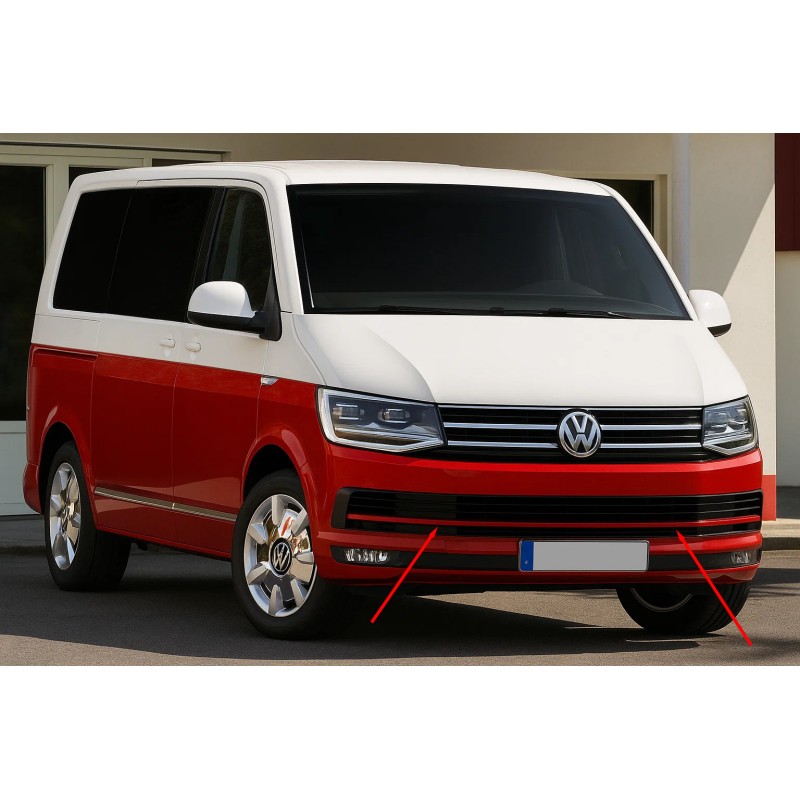 Накладки на решітку бампера 2015-2019 (3 шт, червоний) для Volkswagen T6 рр