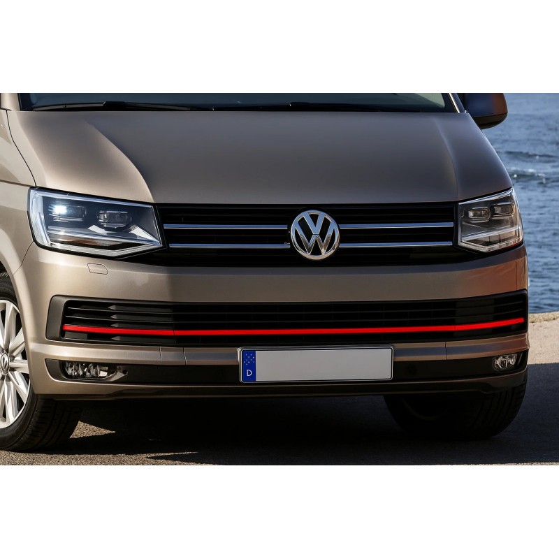 Накладки на решітку бампера 2015-2019 (3 шт, червоний) для Volkswagen T6 рр Накладки на решітку бампера 2015-2019 (3 шт, червоний) для Volkswagen T6 рр