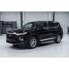 Боковые пороги Allmond Grey (2 шт., алюминий) для Hyundai Santa Fe 4 2018-2023 гг