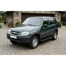 Боковые Подножки Allmond Black (2 шт., Алюминий) для Chevrolet Niva 1998-2020 гг
