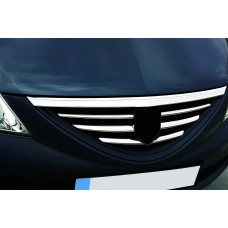 Накладки на решітку радіатора (нерж.) Carmos - Турецька сталь для Renault Logan I 2005-2008 рр