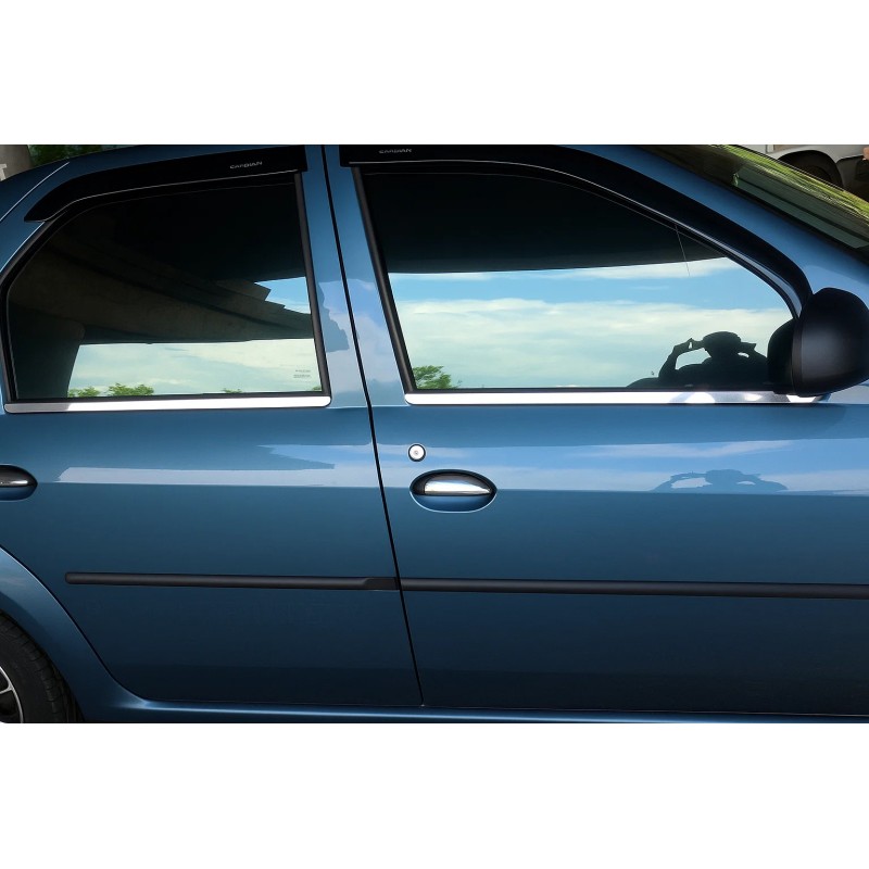 Окантовка вікон (4 шт, нерж.) OmsaLine - Італійська нержавійка для Renault Logan I 2005-2008 рр