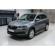 Бокові пороги Maydos V2 (2 шт., алюміній -2026 нерж) для Skoda Karoq 2018- рр