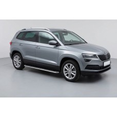 Бокові пороги Maydos V1 (2 шт., алюміній -2026 нерж) для Skoda Karoq 2018- рр