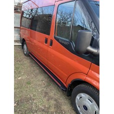 Бокові пороги Maya Red (2 шт., алюміній) L1 (коротка) для Ford Transit 2000-2014 рр