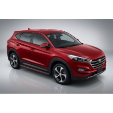 Бокові пороги Maya Red-Black (2 шт., Алюміній) для Hyundai Tucson TL 2016-2021 рр