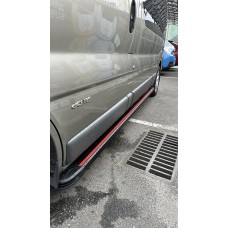 Бокові пороги Maya Red-Black (2 шт., Алюміній) довга база для Renault Trafic 2001-2015 рр