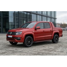 Бокові пороги Maya Red-Black (2 шт., Алюміній) для Volkswagen Amarok 2010-2022 рр