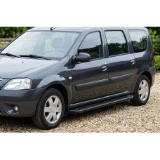Боковые Подножки Allmond Black (2 шт., Алюминий) для Lada Largus 2012- гг