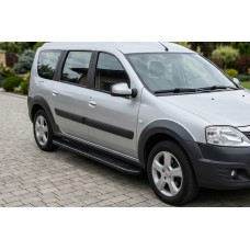Боковые пороги Bosphorus Black (2 шт., алюминий) для Lada Largus 2012- гг