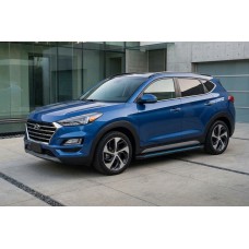 Бокові пороги Maya Blue-Black (2 шт., Алюміній) для Hyundai Tucson TL 2016-2021 рр