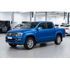 Бокові пороги Maya Blue-Black (2 шт., Алюміній) для Volkswagen Amarok 2010-2022 рр