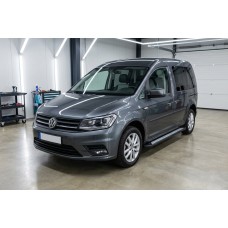 Боковые пороги New Vision Black (2 шт., алюминий) Макси база для Volkswagen Caddy 2015-2020 гг