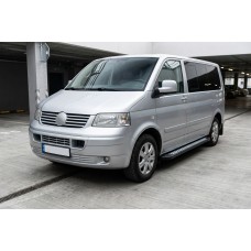 Боковые пороги New Vision Black (2 шт., алюминий) Длинная База для Volkswagen T5 Transporter 2003-2010 гг