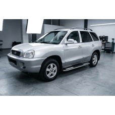 Бокові пороги Tayga V2 (2 шт., алюміній) для Hyundai Santa Fe 1 2000-2006 рр