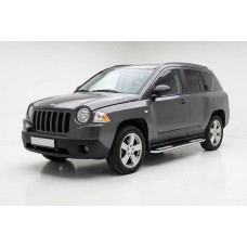 Бокові пороги Tayga V2 (2 шт., алюміній) для Jeep Compass 2006-2016 рр