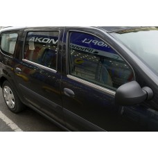 Зовнішня окантовка стекол (4 шт, нерж.) Carmos - Турецька сталь для Renault Logan MCV 2005-2013 рр