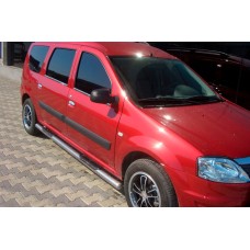 Бічні труби (2 шт., нерж.) для Renault Logan MCV 2005-2013 рр