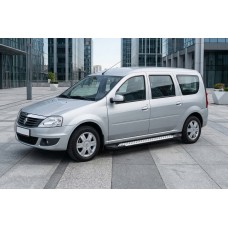 Бокові пороги Allmond Grey (2 шт., алюм.) для Renault Logan MCV 2005-2013 рр