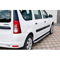 Бокові пороги Fullmond (2 шт., алюм.) для Renault Logan MCV 2005-2013 рр