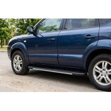 Бокові пороги Bosphorus Grey (2 шт., алюміній) для Hyundai Tucson JM 2004- рр