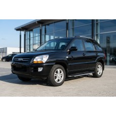Бокові пороги Bosphorus Grey (2 шт., алюміній) для Kia Sportage 2004-2010 рр