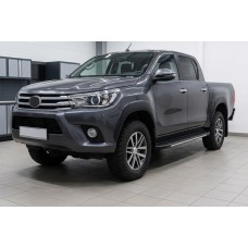 Боковые пороги Bosphorus Grey (2 шт., алюминий) для Toyota Hilux 2015- гг