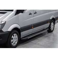 Боковые пороги Bosphorus Grey (2 шт., алюминий) Long/ExtraLong для Volkswagen Crafter 2006-2016 гг