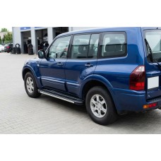 Бокові пороги Maya V1 (2 шт., алюміній) для Mitsubishi Pajero Wagon III 1999-2006 рр