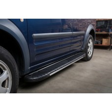 Боковые пороги Bosphorus Grey (2 шт., алюминий) Макси база для Ford Connect 2010-2013 гг