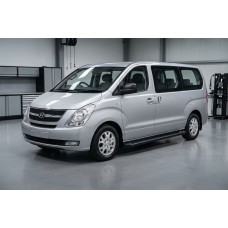 Бокові пороги Allmond Black (2 шт., алюм.) для Hyundai H300, H1, Starex 2008-2020 рр