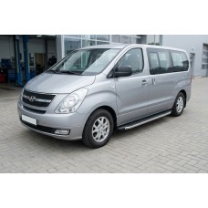 Бокові пороги BlackLine (2 шт., алюм.) для Hyundai H300, H1, Starex 2008-2020 рр