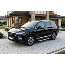 Боковые Подножки New Vision Grey (2 шт., Алюминий) для Hyundai Santa Fe 4 2018-2023 гг