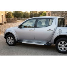 Бокові пороги New Vision Grey (2 шт., алюміній) для Mitsubishi L200 2015-2024 рр