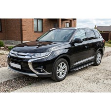 Бокові пороги Bosphorus Grey (2 шт., алюміній) для Mitsubishi Outlander 2012-2021 рр