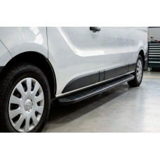 Бокові пороги Tayga Black (2 шт., алюміній) Коротка база для Opel Vivaro 2001-2015 рр