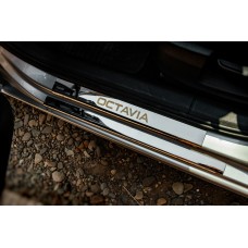 Накладки на пороги Carmos V1 (8 шт., нерж.) для Skoda Octavia III A7 2013-2019рр