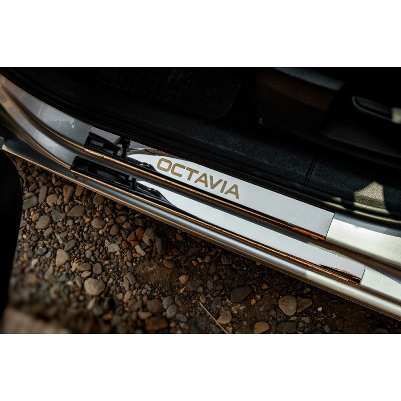 Накладки на пороги Carmos V1 (8 шт., нерж.) для Skoda Octavia III A7 2013-2019рр