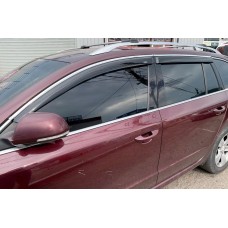 Ветровики с хромированным молдингом SW (4 шт, HIC) для Skoda Superb 2009-2015 гг