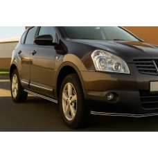 Боковые двойные трубы (2 шт., нерж) для Nissan Qashqai 2007-2010 гг