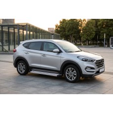 Бокові пороги Maya Red-Grey (2 шт., Алюміній) для Hyundai Tucson TL 2016-2021 рр