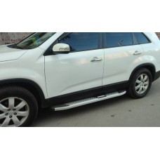 Бокові пороги Mevsim Grey (2 шт., Алюміній) 2013-2016 для Kia Sorento XM рр