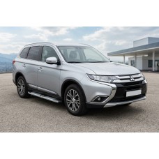 Бокові пороги Mevsim Grey (2 шт., Алюміній) для Mitsubishi Outlander 2012-2021 рр