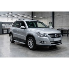 Бокові пороги Mevsim Grey (2 шт., Алюміній) для Volkswagen Tiguan 2007-2016 рр