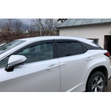 Ветровики с хромированным молдингом Short (4 шт, HIC) для Lexus RX 2016-2022 гг