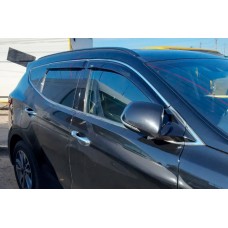 Ветровики с хромированным молдингом (4 шт, HIC) для Hyundai Santa Fe 4 2018-2023 гг